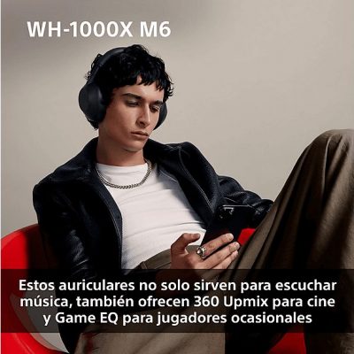 Auriculares inalámbricos - Sony WH-1000XM6, Cancelación ruido, 30h Autonomía, Hi-Res, Carga Rápida, Cómodo, Plegable, iOS/Android, Azul