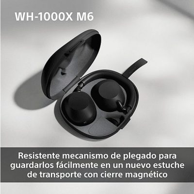 Auriculares inalámbricos - Sony WH-1000XM6, Cancelación ruido, 30h Autonomía, Hi-Res, Carga Rápida, Cómodo, Plegable, iOS/Android, Negro