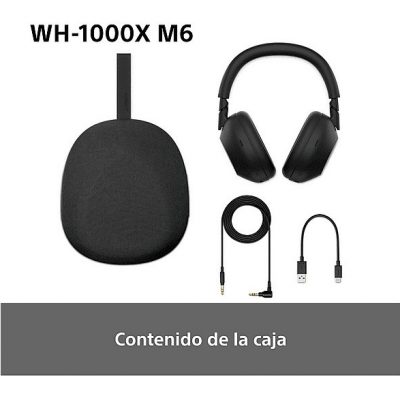 Auriculares inalámbricos - Sony WH-1000XM6, Cancelación ruido, 30h Autonomía, Hi-Res, Carga Rápida, Cómodo, Plegable, iOS/Android, Plata