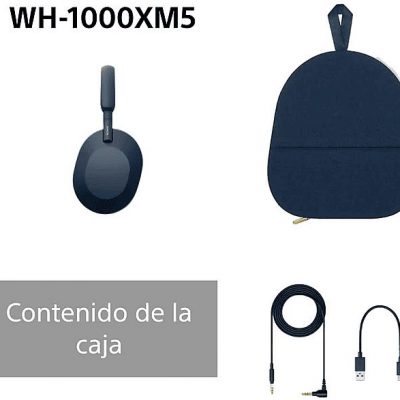 Auriculares inalámbricos - Sony WH1000XM5L, Cancelación ruido (Noise Cancelling), 30h, Hi-Res, Carga Rápida, Con Asistente, Bluetooth, Diadema, Azul