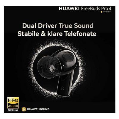 Auriculares True Wireless  - FreeBuds Pro 4 HUAWEI, Intraurales, Bluetooth, Negro