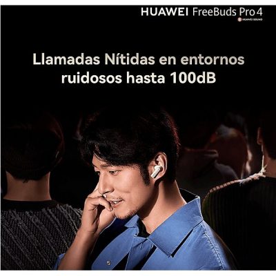 Auriculares True Wireless - Huawei FreeBuds Pro 4, 33h Autonomía, Cancelación de Ruido, Doble Conexión, Blanco