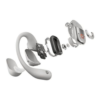 Auriculares True Wireless - Shokz OpenFit 2+, 48h Autonomía, Open-Ear, Resistencia agua IP55, Micrófono con cancelación de ruido, Dolby Audio, Gris