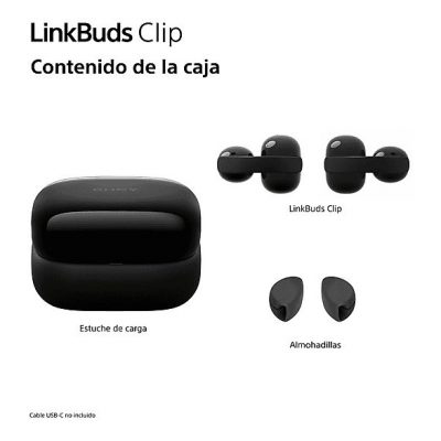 Auriculares True Wireless - Sony LinkBuds Clip, Estilo abierto, 3 modos de escucha, IPX4, Llamadas nítidas, 37 horas, IA, Táctil, iOS/Android, Beige