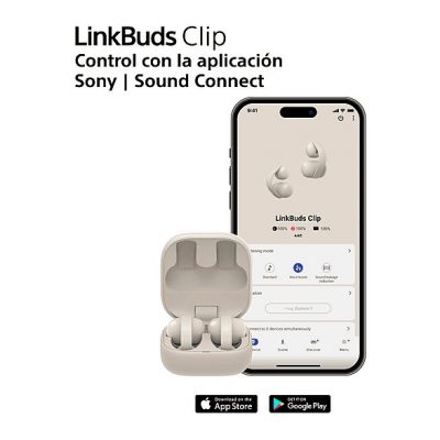 Auriculares True Wireless - Sony LinkBuds Clip, Estilo abierto, 3 modos de escucha, IPX4, Llamadas nítidas, 37 horas, IA, Táctil, iOS/Android, Lavanda