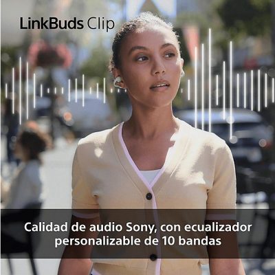 Auriculares True Wireless - Sony LinkBuds Clip, Estilo abierto, 3 modos de escucha, IPX4, Llamadas nítidas, 37 horas, IA, Táctil, iOS/Android, Lavanda