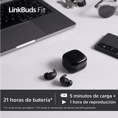 Auriculares True Wireless - Sony LinkBuds Fit, Cancelación de ruido (Noise Cancelling), Bluetooth, HiRes, 21 horas, iOS y Android, Google, IPX4, Verde