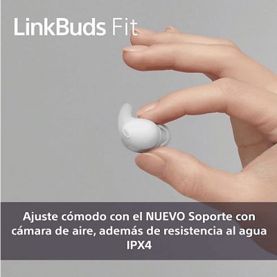 Auriculares True Wireless - Sony LinkBuds Fit, Cancelación de ruido (Noise Cancelling), Bluetooth, HiRes, 21 horas, iOS y Android, Google, IPX4,Blanco