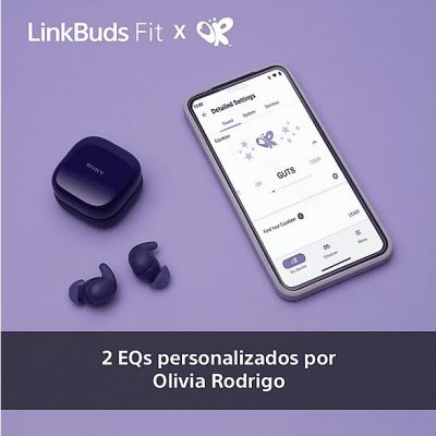 Auriculares True Wireless - Sony LinkBuds Fit, Cancelación de ruido (Noise Cancelling), Bluetooth, HiRes, 21 horas, iOS y Android, Google, IPX4,Morado