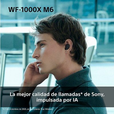 Auriculares True Wireless - Sony WF1000XM6, Cancelación de ruido (ANC), Hi-Res, Bluetooth, Llamadas nítidas, 24 horas, IPX4, iOS/Android, Negro