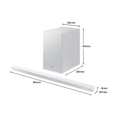 Barra de sonido con subwoofer - SAMSUNG HW-S701D/ZF, Bluetooth, Subwoofer Inalámbrico, 5 W, Google Assistant, Blanco