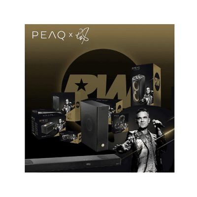 Barra de sonido - PEAQ PEB 512-RW, Bluetooth, Inalámbrico, 200W, Subwoofer, Dolby Atmos, Edición Robbie Williams, Negro