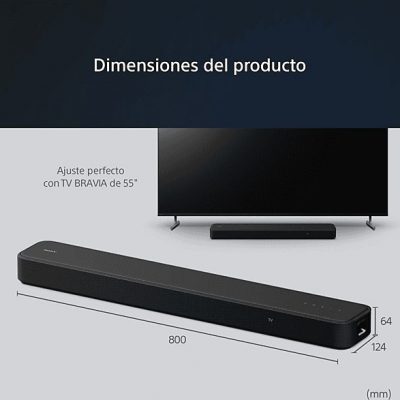 Barra de sonido - Sony HT-S2000, 3.1 Canales, Dolby Atmos, DTS:X, Bluetooth, Subwoofer integrado dual, 350 W, Sonido envolvente, HDMI, Negro