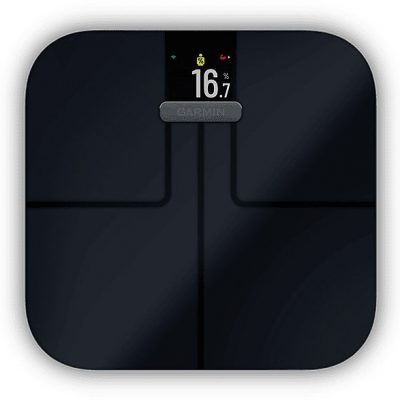 Báscula de baño - GARMIN 010-02294-12, Peso máximo 181,4 kg, Batería/s AAA, Indicador Masa Corporal (IMC), Bluetooth, Negro