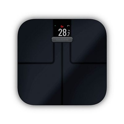 Báscula de baño - GARMIN 010-02294-12, Peso máximo 181,4 kg, Batería/s AAA, Indicador Masa Corporal (IMC), Bluetooth, Negro
