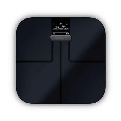 Báscula de baño - GARMIN 010-02294-12, Peso máximo 181,4 kg, Batería/s AAA, Indicador Masa Corporal (IMC), Bluetooth, Negro