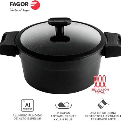 Batería de cocina - FAGOR Alutherm, Batería Cocina Inducción 5 Piezas, Antiadherente sin PFOA, Aluminio Fundido, Cazuelas Sart, 24 cm, Ninguno