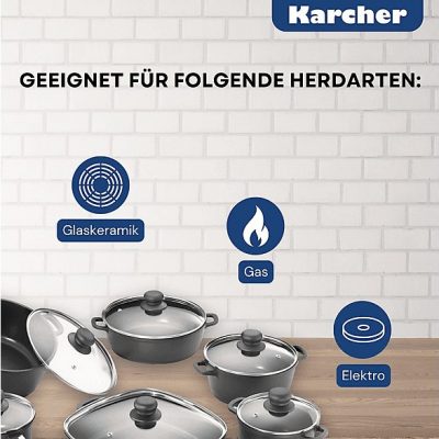 Batería de cocina - KARCHER 112914, 16 l, Aluminio, Negro