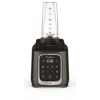 Batidora de vaso - Moulinex InfinyMix+ LM91HD, 1600 W, 2.6 L, 6 Cuchillas, 10 velocidades, Tecnología Powelix, 5 Programas, Vaso Tritan, Titanio