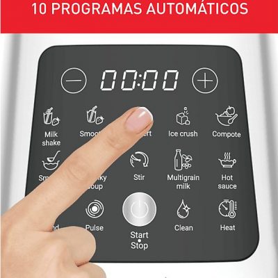 Batidora de vaso - Moulinex Perfectmix Cook LM835D, 1400 W, 2 L, 6 Cuchillas Powelix, Recetas Frías y Calientes, 10 programas, Táctil, Inox.
