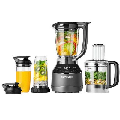 Batidora de vaso - nutribullet Triple Prep System, 1.500 W, Jarra de 1.8 l, Procesador de 1.65 l, Vasos portátiles de 0.9 l y 0.7 l, Táctil, Negro