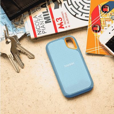 Disco duro SSD externo 2TB - SanDisk Extreme Portable SSD, 2.5", Hasta 1050 MB/s, NVMe, USB 3.2, IP65, Azul