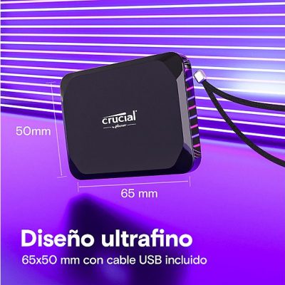 Disco duro SSD externo 4 TB- Crucial X9, USB-C, Portátil, Negro