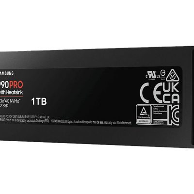 Disco duro SSD interno 1 TB - Samsung 990 PRO M.2, MZ-V9P1T0GW, PCI Express 4.0, 7450 MB/s, 6900 MB/s, Negro