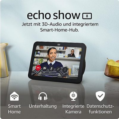 Pantalla inteligente con Alexa - AMAZON ECHO SHOW 8 (3N GEN) BLACK, Bluetooth, Amazon Alexa, zwart