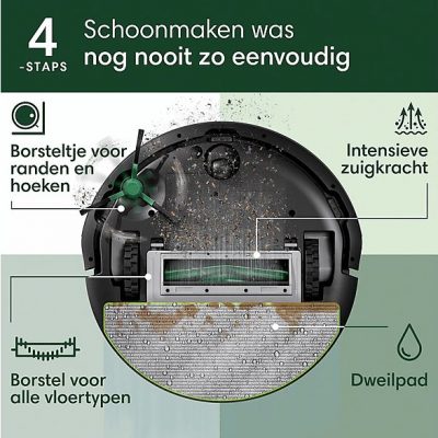 Robot aspirador - IROBOT Roomba 105 Combo Robot + AutoEmpty, 120 W, Potencia de succión 7 kPa, Depósito 0,24 l, Autonomía 120 min, Negro