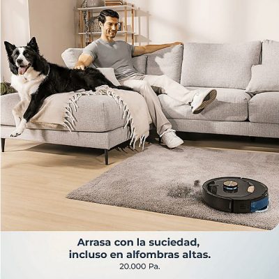 Robot friegasuelos - Cecotec Conga M100 Spin AI, Navegación inteligente IA, Programable, Negro