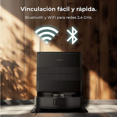 Robot friegasuelos - Cecotec Conga X50, 50 W, 240 min autonomía, Navegación láser, Fregado spin, 15000 Pa, Negro