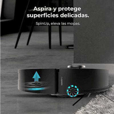 Robot friegasuelos - Cecotec Conga X50, 50 W, 240 min autonomía, Navegación láser, Fregado spin, 15000 Pa, Negro