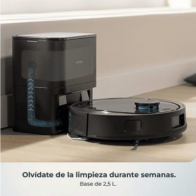 Robot friegasuelos - Cecotec Conga Y80, Navegación inteligente, Programable, 13000 Pa succión, Base de 2,5L, Cepillo para mascotas, Negro