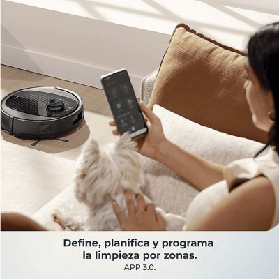 Robot friegasuelos - Cecotec Conga Y80, Navegación inteligente, Programable, 13000 Pa succión, Base de 2,5L, Cepillo para mascotas, Negro