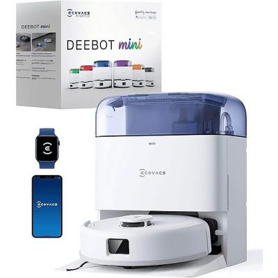 Robot friegasuelos - ECOVACS Deebot Mini Blue, 40,00 W, Potencia de succión 9 kPa, Depósito 1,40 l, Autonomía 128Min., Blanco