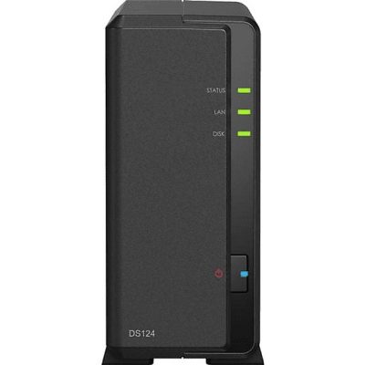Servidor NAS  - DS124 SYNOLOGY, HDD, 108 TB (máx.), 1000 Mbps Negro