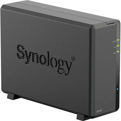 Servidor NAS  - DS124 SYNOLOGY, HDD, 108 TB (máx.), 1000 Mbps Negro