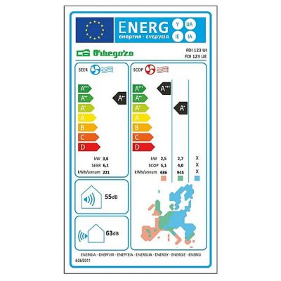 Split 1x1 - ORBEGOZO FDI123, Función Inverter, Blanco